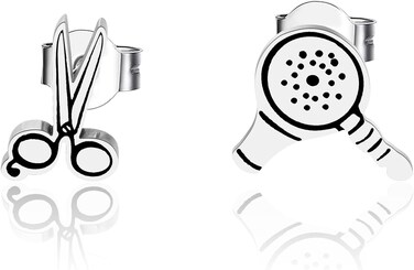 BAUNA Hairdresser Earrings Stylist Cosmetology Student Jewelry Scissors Blow Dryer Stud Earrings