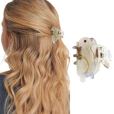 Bunny Hair Claw Clips Coffee Rabbit Shape Large Hair Clips for Easter Day Strong Hold Non Slip Shark Hair Claw Barrette for Thin Thick Curly Hair Pink Jaw Clips Hair Clamps Hair Accessorie