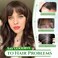 Clip in Bangs 100% Real Human Hair 3 Secure Clips in Full Fringe French Bangs Fake Bangs with Temples Hairpieces Clip on Bangs for Women Daily Wear Dark Brown