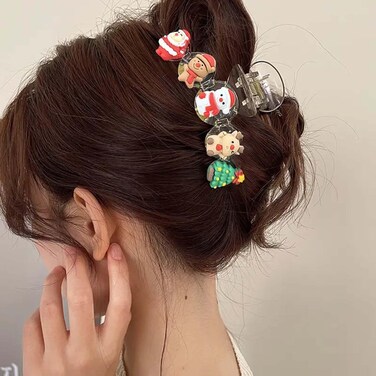 1pcs Christmas Hair Clips - Cute Reindeer Snowmen Charm Designs Hair Claw Clips, Christmas Tree, Gingerbread Man, Santa Claus Cover Medium Claw Clips Hair Accessories for Women Hair Styles