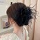 Black Feather Hair Clip, Nonslip Ostrich Fluffy Fur Hair Claw Ponytail Shark Clip for Women Carnival Birthday Party Daily Hair Halloween Accessories Hairpin Headwear