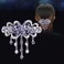 Large Elegant Hair Barrettes for Women Girls Spring Clip Flower Tassel Design Sparkly Glitter Rhinestone Hairpin Crystal Hair Clip Hair Accessories (Purple)