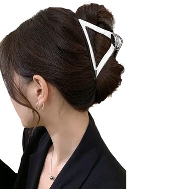 Triangle Hair Claw Clips Metal Hair Clip Exquisite Silver Geometry Designs Hair Jaw Clips Large Fashion Style Hair Clip for Thick/Thin Hair Accessories for Women Girls 1Pcs