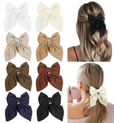 Hair Bows for Women Small Bows Hair Clips for Teens Girls Short Hair Silky Satin Hair Ribbons Accessories 8PCS