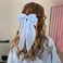 8 Inch Hair Bows Barrettes for Women &amp; Girls Large Satin Bow Hair Clip with Long Tail - Elegant Hair Ribbon for French Stylish Looks -Chic Soft Cloth Oversized Bows Hair Accessories (Blue)