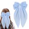 8 Inch Hair Bows Barrettes for Women &amp; Girls Large Satin Bow Hair Clip with Long Tail - Elegant Hair Ribbon for French Stylish Looks -Chic Soft Cloth Oversized Bows Hair Accessories (Blue)