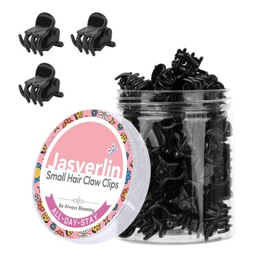 Mini Hair Clips, Non-Slip Small Plastic Short Hair Claw Accessories for Women Girls 50 pcs (Black)