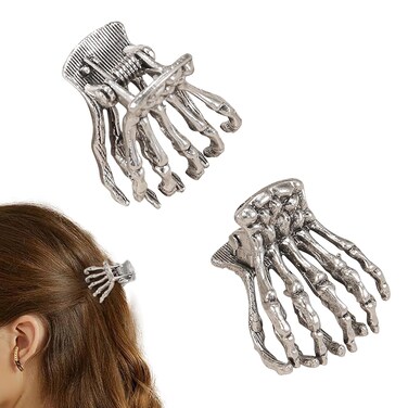 AEGYPIUS Skeleton Hair Clip, 2 Pcs Skeleton Hand Hair Clip Skeleton Hair Clips for Women, Skeleton Hand Hair Clips Skeleton Clips for Hair Skeleton Hands Hair Clips Skeleton Claw Clip Halloween Clips