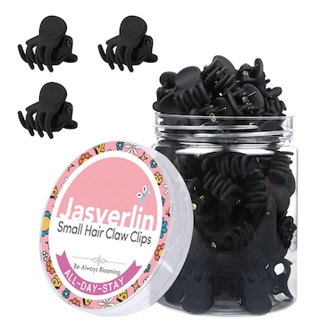 Small Hair Clips Tiny Claw for Fine Thin Hair, Women Little Girl Plastic Mini Accessories Clam Clip Styling, Non-Slip Strong Grip Jaw 50pcs (Matte Black)