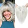 REECHO Human Hair Toppers, 6 Inch Toppers for Thin Hair, Clip In Wig with Bangs - White Blonde