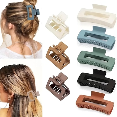 PACTIV 8PCS Hair Claw Clips Set,Strong Hold Jaw Clip, Nonslip Hair Claw For Thin Thick Curly Hair, Hair Accessories gift For Women &amp; Girls 1 count (Pack of 8) MULTI