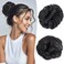 Messy Bun Hair Piece, Wavy Curly Claw Clip Messy Bun Hair Clip, Synthetic Fake Messy Bun Hair Extensions, Soft Claw Clip Ponytail Hairpieces for Women (2#-Natural Black, 1 Count (Pack of 1))