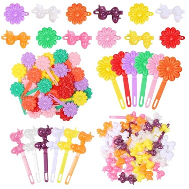 BENBO Colorful Plastic Hair Barrettes, Clips and Pins, 60 Pieces Bow and Bowknot Hairpins for Girls and Women (Random Color)