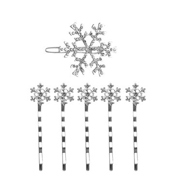 Beaupretty 6 Pieces Christmas Snowflake Hair Pins Rhinestone Snowflake Hair Clips Alloy Bobby Winter Hair Barrettes for Women Girls
