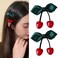 Cherry Hair Clip for Women Girls Kids 2Pcs Cute Red Cherry Hair Pins Nonslip Satin Bow Hair Barrette Snap Sweet Metal Alligator Clips for Long Thick Hair Trendy Lovely Cherry Hair Accessories