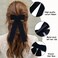 Zkptops 2Pcs Black Velvet Ribbon Bow Hair Clips for Women Girls Teens Toddlers Large Tassel Big Bowknot Cute Non Slip Long Ponytail Holder Thick Thin Curly Fine Hair Soft Hair Barrettes Accessory
