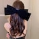 Velvet Bow Hair Clips for Women Girls Black Bowknot Spring Hair Clips for Thick Hair Oversize French Bow Ponytail Holder Nonslip Metal Hair Barrette Snap Hairpins Extra Large Hair Accessories