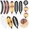 Chuangdi 12 Pcs Banana Hair Clips for Women Classic Clincher Double Combs Large Fishtail Hair Clip Banana Ponytail Holder, 4 Styles(Black, Tortoiseshell Color)