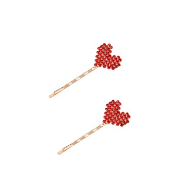 BinaryABC Red Love Heart Bobby Pin,Heart Shaped Hair Clips Hairpins,Valentines Day Gift,2Pcs