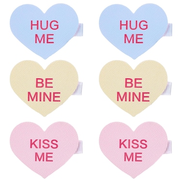 Whaline 6Pcs Valentine's Day Heart Hair Clips Sweet Conversation Heart Hair Barrettes Pink Blue Yellow Candy Heart Alligator Hairgrips Hair Accessories for Birthday Wedding Party