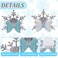 Whaline 4Pcs Christmas Snowflake Hair Clips Glitter Bow Blue Snowflake Pu Leather Hair Accessories for Girls Toddlers Teens Christmas Party
