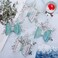 Whaline 4Pcs Christmas Snowflake Hair Clips Glitter Bow Blue Snowflake Pu Leather Hair Accessories for Girls Toddlers Teens Christmas Party