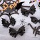 Whaline 6Pcs Halloween Bat Bow Hair Clips 3 Style Hair Bow Barrette Black Glitter PU Leather Hairpins Sparkly Alligator Hairgrips for Girls Toddlers Teens Halloween Party Hair Accessories