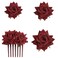 4 Pieces Women Rose Hairpin, Bridal Rose Brooch Hair Clip Wedding Floral Clips for Woman Girl Party Wedding (Wine Red)