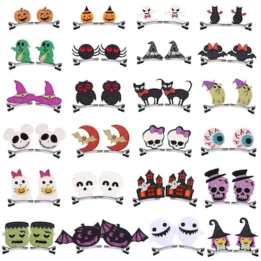 48PCS Halloween Hair Clips EBANKU Halloween Cartoon Hair Clips Pumpkin Ghost Witch Hair Decoration Spider Web Castle Hairpins Cute Halloween Barrettes for Women Girls Halloween Cosplay Accessories
