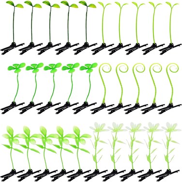 30 Pcs Bean Sprout Hair Clips, Feihuaer Mixed Style Plant Hairpins Flower Tree Hair Clip, Cute Little Grass Barrette Colorful Mushroom Butterfly Headwear Hair Accessories for Women Home Party Festival