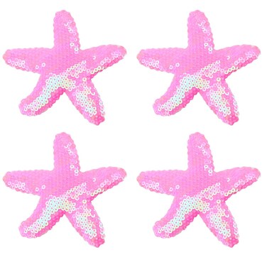 Starfish Hair Clips Pink Sequins Hair Pins Sea Star Alligator Hair Clips Barrettes Glitter Sea Shell Beach Hair Accessories for Women Girls Headpiece Wedding Birthday Party Supplies 4PCS