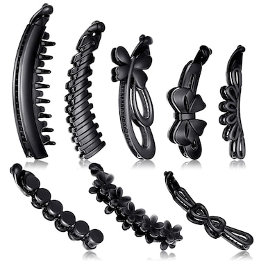 WILLBOND 8 Pieces Banana Clip Hair Clincher Hair Comb Claw Classic Ponytail Holder Maker Clips Non Slip Banana Clasp Fishtail for Women Accessories