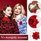 6 Pcs Rose Hair Clip Flower Hairpin Rose Hair Clip Comb Flower Hairpin Rose Brooch Floral Clips Mexican Rose Hair Accessories for Women Wedding Party Mother's Day(Red)