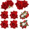 6 Pcs Rose Hair Clip Flower Hairpin Rose Hair Clip Comb Flower Hairpin Rose Brooch Floral Clips Mexican Rose Hair Accessories for Women Wedding Party Mother's Day(Red)