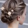 4 PCS Bridal Flower Wedding Hair Pins Crystal Pearl Hair Clips Flower Headpiece Gold Wedding Hair Accessories Jewelry with Rhinestone for Brides Bridesmaids Women Girls Updo