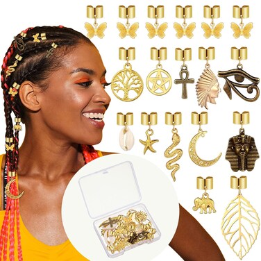 WILLBOND 18 Pieces Butterfly Hair Jewelry for Braids Gold Braid Hair Clips Dreadlock Braid Charms Accessories
