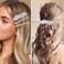 6 Pieces Rhinestone Bridal Hair Clips Leaf Wedding Hair Pins Crystal Bobby Pins Silver Hairpin Jewelry Barrette for Brides Bridesmaids Flower Girls