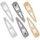 6 Pieces Rhinestone Hair Clips 3 Inch Snap Hair Barrettes Bridal Hair Barrettes Pins for Women Girls Wedding Hairpins Hair Accessories (Black, Silver, Gold)