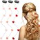 Youyole 3 Pcs Heart Hair Extensions Acrylic Love Heart Bead Streamline Decorative Hair Clip DIY Cute Tousle Accessories Invisible Tousle Side Comb for Women Girls Light Pink Rose Red Bright Red