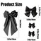 4 Pieces Satin Hair Bows Soft Ribbon Clips Hair Barrettes for Women Girls, Long Ribbon Bows Large Bow Hair Slides Silky Bowknot with long Tail French Style Hair Accessories (Black)