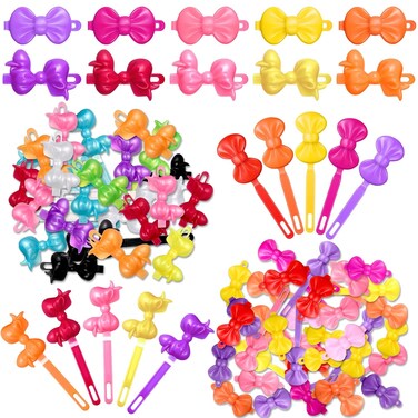 Janinka 72 Pieces Self Hinge Hair Barrettes: Plastic 80s 90s Cartoon Hairpins, Colorful Cute Barrettes for Toddlers (Multicolor)