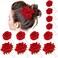 BBTO 12 Pcs Rose Hair Clip Mexican Accessories for Flamenco Dancer Women Mexican Flowers Bridal Flower Hair Pins Clips for Wedding Dance Birthday Bridesmaid(Large, Medium, Small,Red)