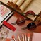 4 Pieces Leather Hair Barrettes with Stick Ponytail Clips - Hair Accessories for Women with Long Hair, 4 Colors (Black, Brown, Wine Red, Red)