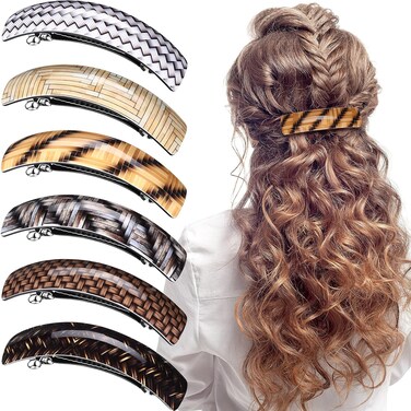 WILLBOND 6 Pcs Hair Barrettes for Women Hair Clips Womens Accessories Large French Pin Retro Clasp, 6 Colors(Elegant Pattern)