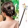 6 Pieces Vintage Handmade Wooden Hairpins - Traditional Flower Hair Sticks, Hair Chopsticks, Styling Pins for Women Girls (Classic Style)