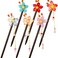 6 Pieces Vintage Handmade Wooden Hairpins - Traditional Flower Hair Sticks, Hair Chopsticks, Styling Pins for Women Girls (Classic Style)