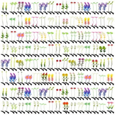 Tigeen 300 Pieces Bean Sprout Hair Clip Funny Plant Hairpins Little Grass Sprout Clips Flower Butterfly Mushroom Hair Accessories Barrettes Headwear for Women Party