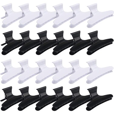 Hair Clips for Women,CIEHER 24 Pack Hair Clips for Styling Sectioning,Butterfly Hair Clips,Chip Clips,Hair Claw,Butterfly Hair Clamps（Black and White）
