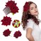 4 Pcs Red Rose Hair Clip Rose Brooch Elegant Floral Clips Bridal Wedding Accessories for Women Girls Bride Flamenco Dancer Wedding