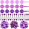 72 Pcs Hair Accessories Set: Plastic Self-Hinge Barrettes, Hair Balls, Bow Ties, Flower Clips for Girls, Baby, and Toddler (Purple, 80s 90s Inspired)